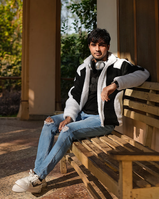 Unisex Black Sherpa Fleece Jacket Winter Wear for Men and Women in Pakistan