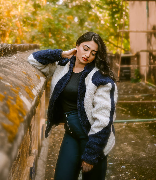 Cozy Unisex Blue Sherpa Fleece Jacket